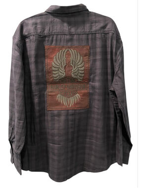 Harley Davidson NWT Applique Plaid Flannel Button Down Shirt Size 2XL Women's